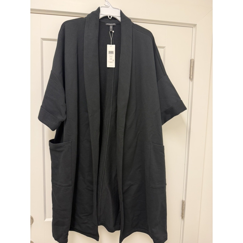 Eileen Fisher High-collar Organic Cotton Ponte ROQSJ-J5350X BLACK HI CLLR JKT